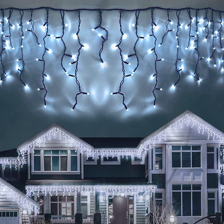 Outdoor Christmas Icicle String Lights Cold White 